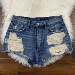 AGOLDE Parker High Waist Cut Off Denim Jean Shorts